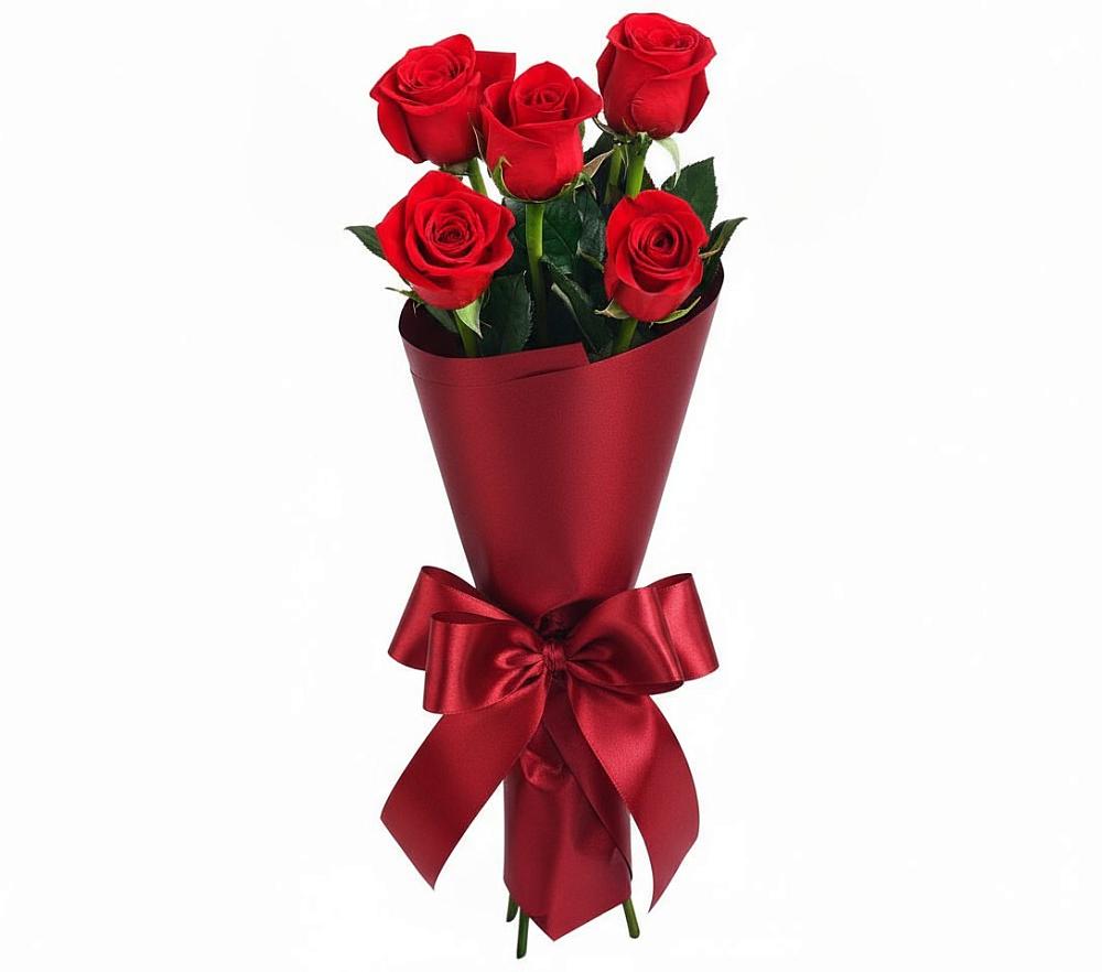 Букет 5 Красных роз Эдлесс Лав в село Овощи