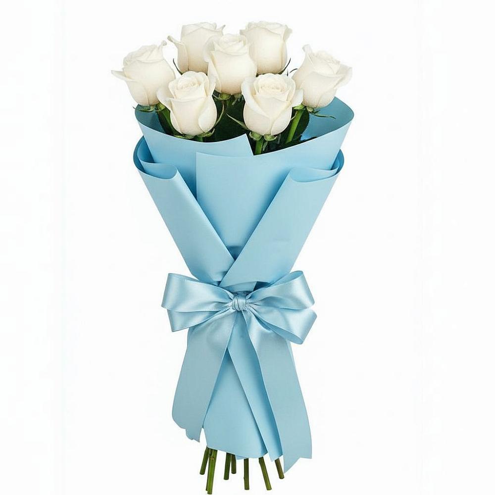 Букет 7 белых роз Проуд в село Овощи