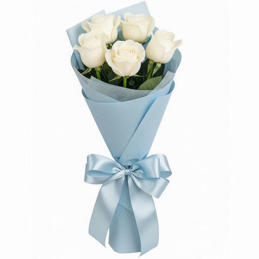 Букет 5 Белых роз Проуд в село Овощи