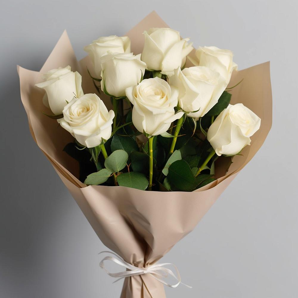 Букет 9 Белых роз Эдлесс Лав в село Овощи