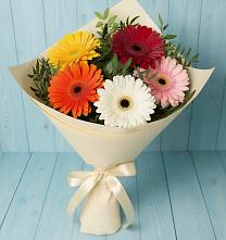 Букет цветов из:  Герберы #REPLACE_PRED# село Овощи
