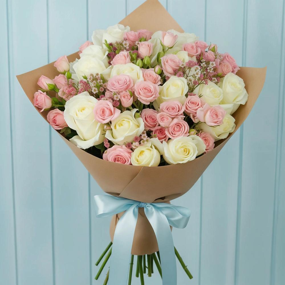 Букет цветов из: Розы в село Овощи