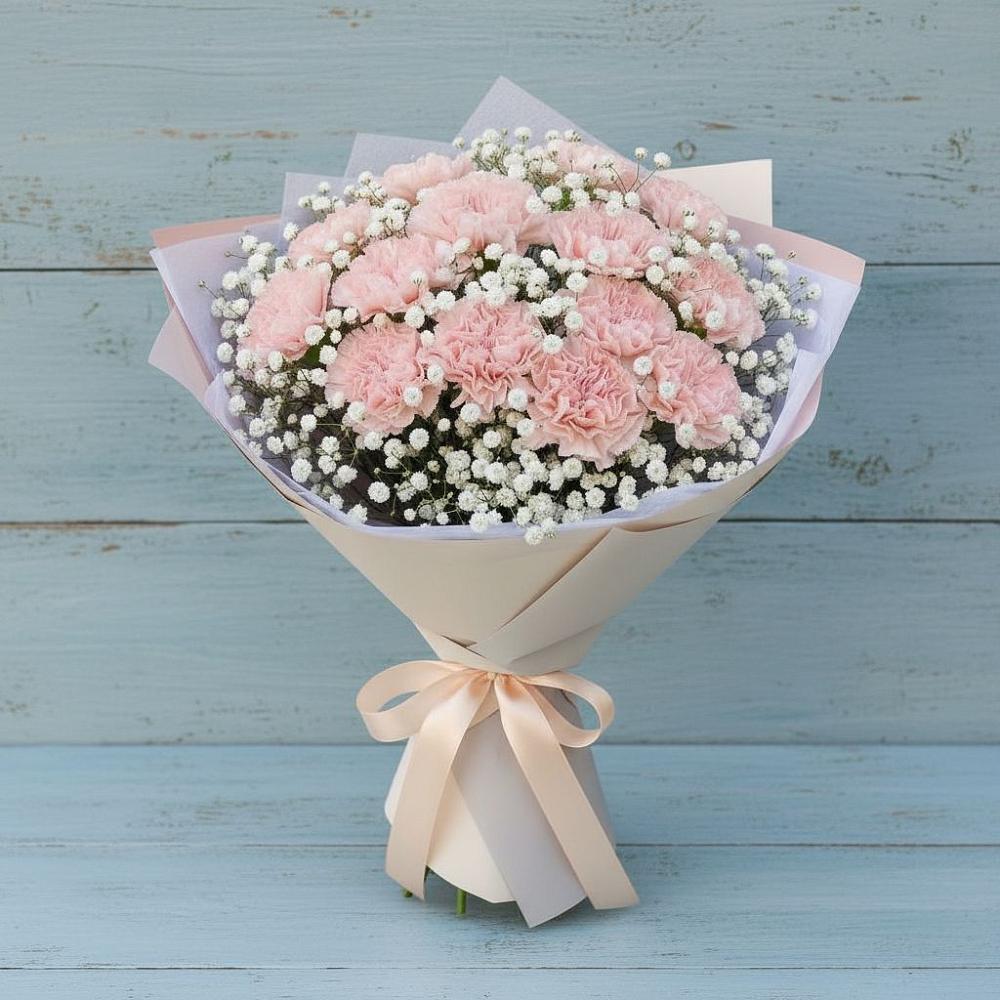 Букет цветов из: Гвоздики в село Овощи