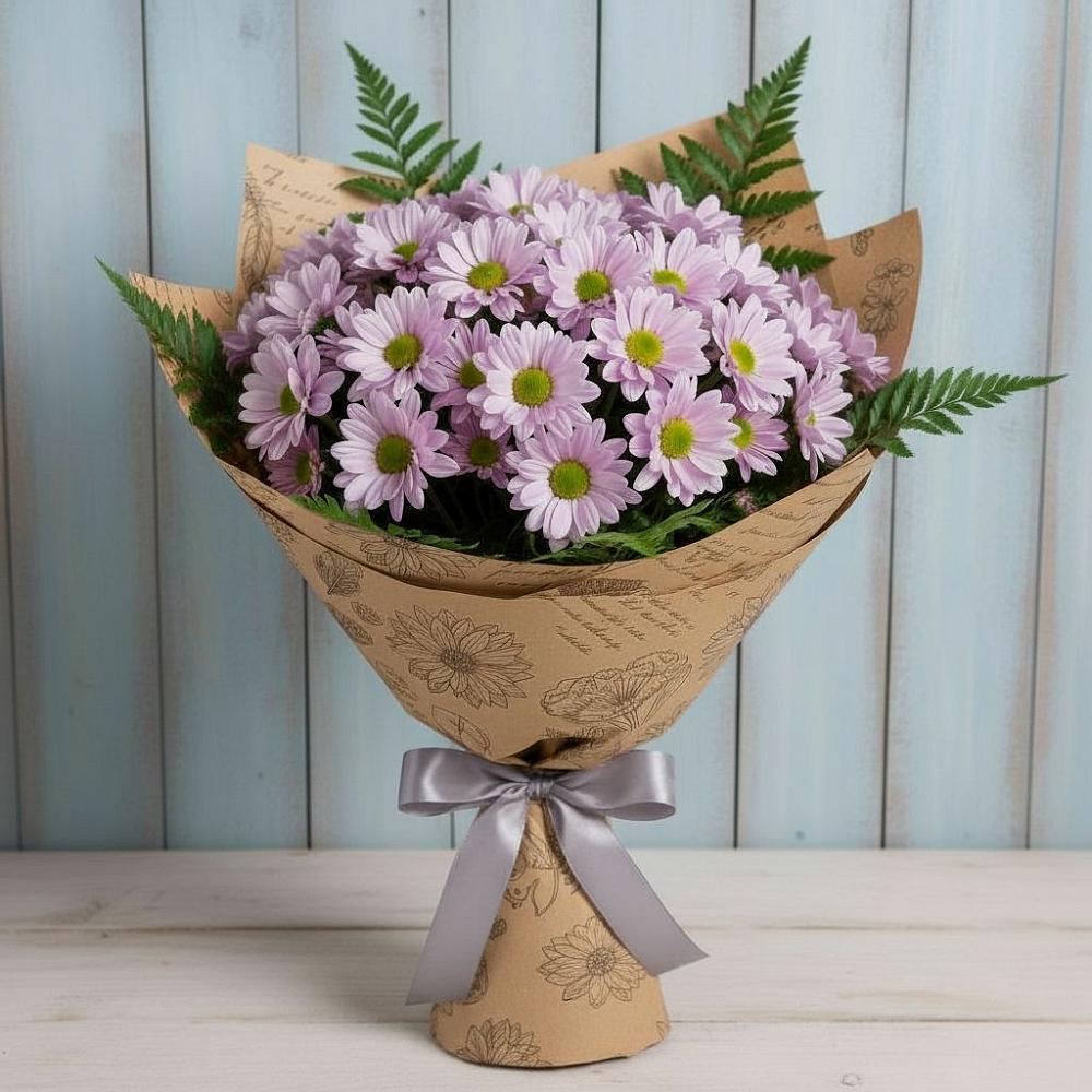 Букет цветов из: Хризантемы в село Овощи