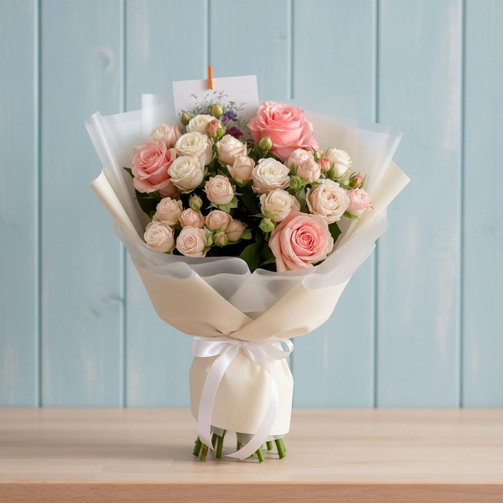 Букет цветов из: Розы в село Овощи