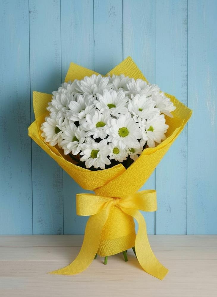 Букет цветов из: Хризантемы в село Овощи