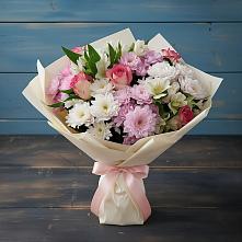 Букет цветов из:  Хризантемы, Альстромерии и Розы в село Овощи