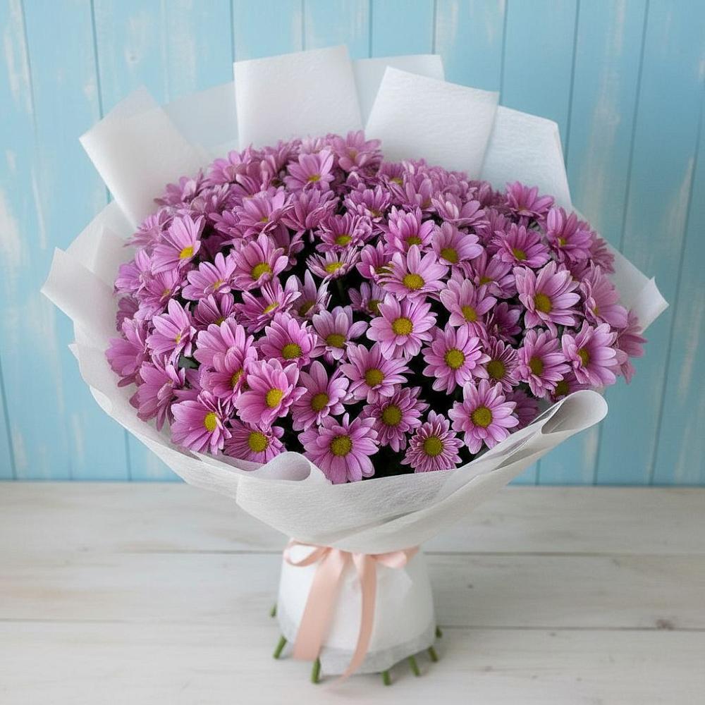 Букет цветов из: Хризантемы в село Овощи