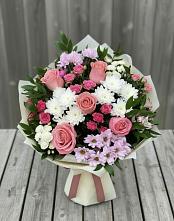Букет цветов из:  Альстромерии, Гвоздики, Розы и Хризантемы #REPLACE_PRED# село Овощи