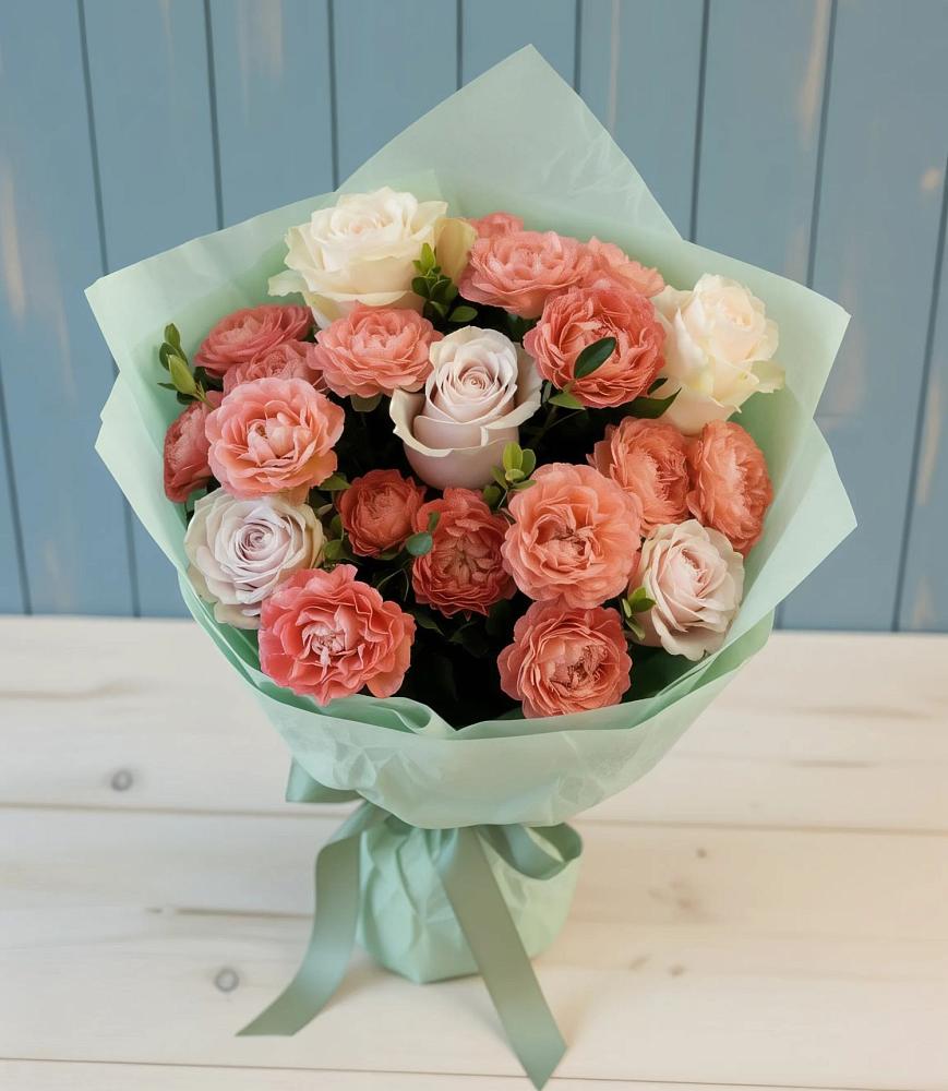 Букет цветов из: Розы в село Овощи