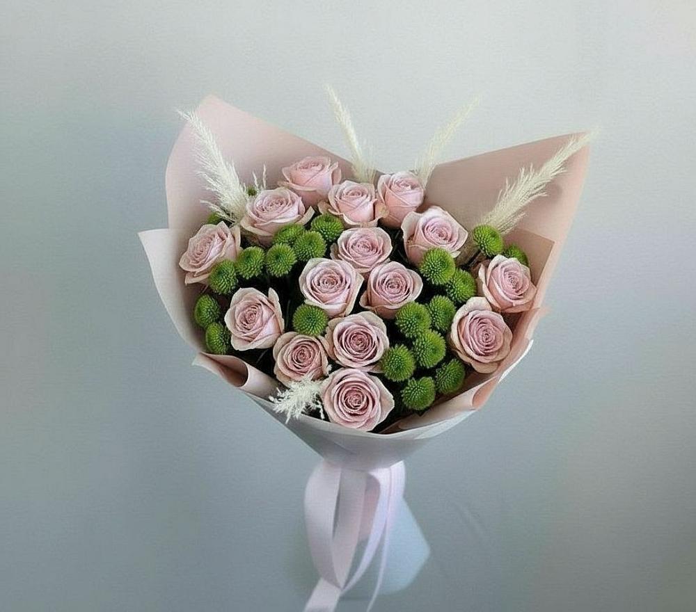 Букет цветов из: Розы и Хризантемы в село Овощи