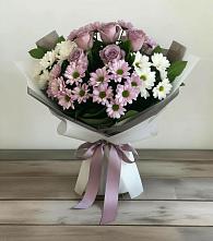 Букет цветов из:  Хризантемы и Розы в село Овощи