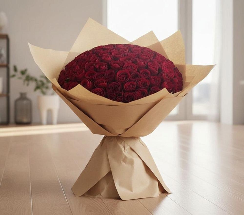 Букет 101 Красная роза в село Овощи