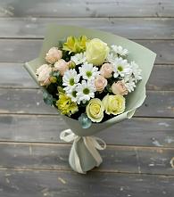 Букет цветов из:  Альстромерии, Розы и Хризантемы в село Овощи