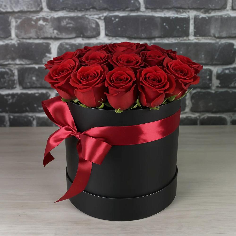 Цветочная композиция из Розы в шляпной коробке в село Овощи